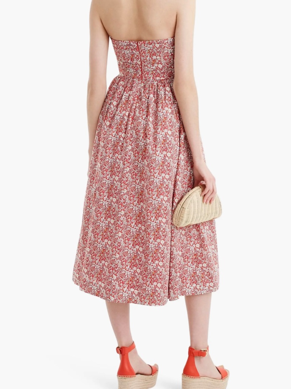 Strapless J. Crew Red Floral Sundress - Picture 7 of 8